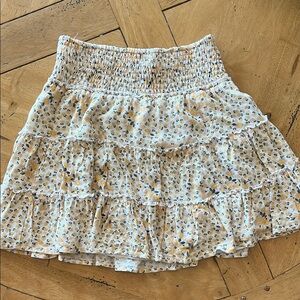 Floral Print Cream Skirt